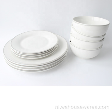 12 -stks Hot Selling Porselein White Color Dinware Set